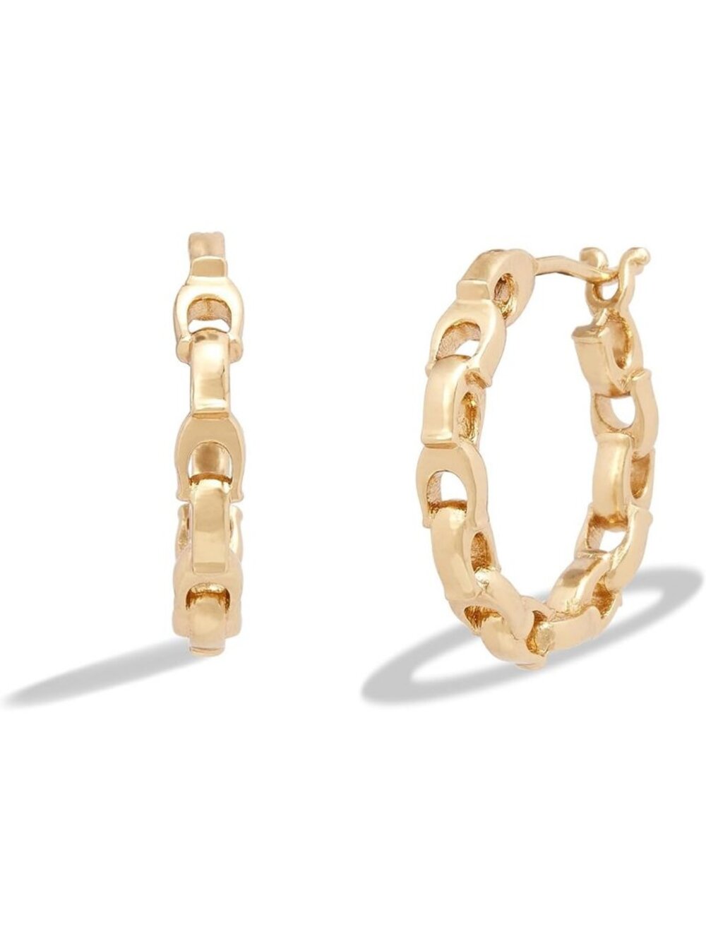 Elegant Gold Hoop Earrings with Signature Link Design - Perfect for Any Occasion